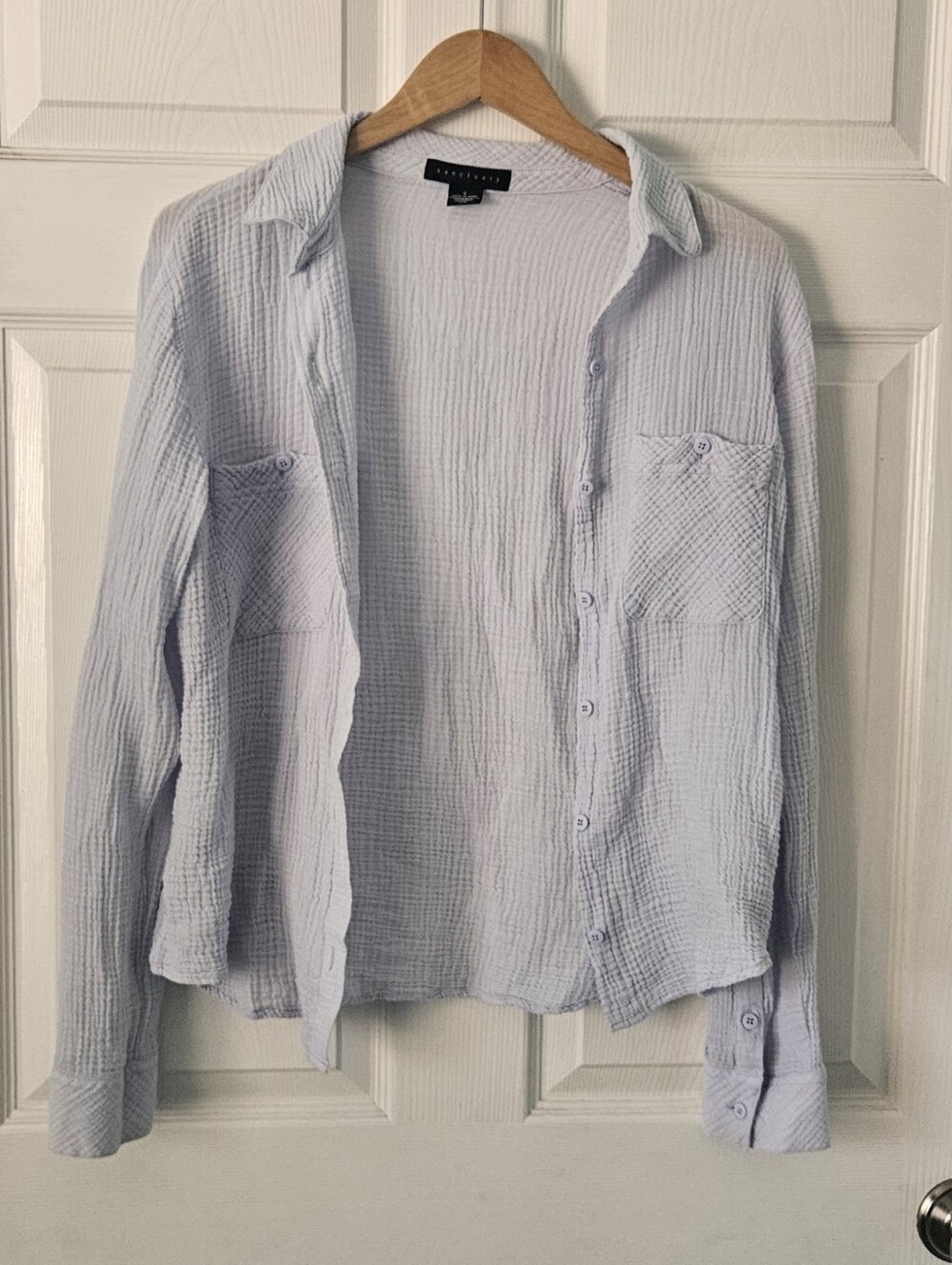 Sanctuary Boyfriend Shirt 100% Cotton Gauze Lavender Button Casual Cabincore S